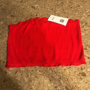 NWT tomato red rib knit bandeau top